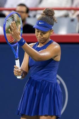 August 5, 2025, Montreal, Quebec, Canada: NAOMI OSAKA from Japan reaction in first set against Elina Svitolina (10) from Ukraine in quarter final at Canadian Open at IGA stadium in Montreal, Quebec, Canada on 2025-08-05 Montreal Canada - ZUMAl189 20250805_zsp_l189_033 Copyright: xYannickxLegarex