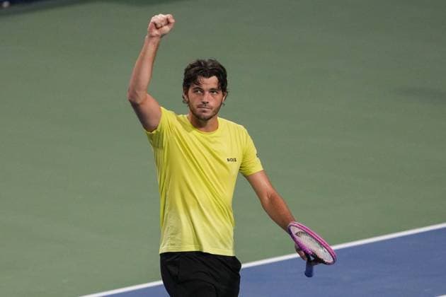 August 5, 2025, Toronto, Ontario, Canada: Taylor Fritz of the United States celebrates his victory against Andrey Rublev of Russia during the Men s Singles quarterfinals match on day 10 of the ATP, Tennis Herren Masters 1000 National Bank Open at Sobeys Stadium. on August 5, 2025 in Toronto, Canada. Toronto Canada - ZUMAe321 20250805_zsa_e321_017 Copyright: xLeonardoxRamirezx