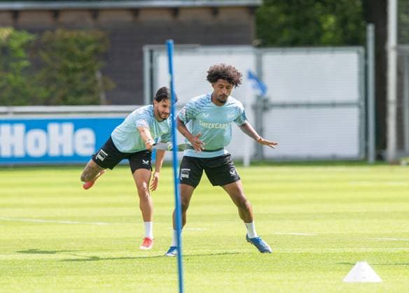 Soccer, Men, Season 2025 26, 2 Bundesliga, Hertha BSC, Training, f l Kevin Sessa Hertha BSC , Jeremy Dudziak Hertha BSC , 06 08 2025, Copyright: xSebastianxRäppold MatthiasxKochx