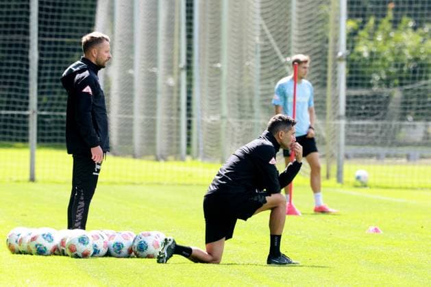 DEU, DFL, 2 FBL Hertha BSC, Training, 06 08 2025, Sportforum, Berlin, DEU, DFL, 2 FBL Hertha BSC, Training, im Bild Cheftrainer Stefan Leitl Hertha BSC Berlin , Co Trainer Patrick Ebert Hertha BSC Berlin DFL regulations prohibit any use of Photographs as image sequences and or quasi video nordphotoxGmbHx xEngler nph00076