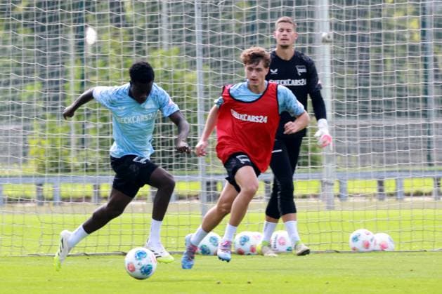 DEU, DFL, 2 FBL Hertha BSC, Training, 06 08 2025, Sportforum, Berlin, DEU, DFL, 2 FBL Hertha BSC, Training, in the picture Boris Lum Hertha BSC Berlin 21 , Maurice Krattenmacher Hertha BSC Berlin 14 DFL regulations prohibit any use of Photographs as image sequences and or quasi video nordphotoxGmbHx xEngler nph00076