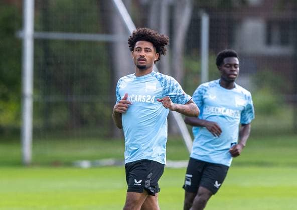 Soccer, Men, Season 2025 26, 2 Bundesliga, Hertha BSC, Training, v l Jeremy Dudziak Hertha BSC , Boris Mamuzah Lum Hertha BSC , 06 08 2025, Copyright: xSebastianxRäppold MatthiasxKochx