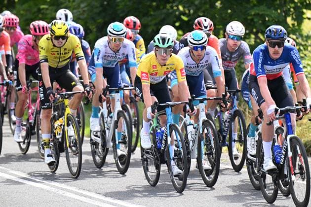 06-08-2025 Tour De Pologne; Tappa 03 Walbrzych - Walbrzych; 2025, Decathlon - Ag2r La Mondiale; 2025, Bahrain - Victorious; Lapeira, Paul; Godon, Dorian; Tiberi, Antonio; 