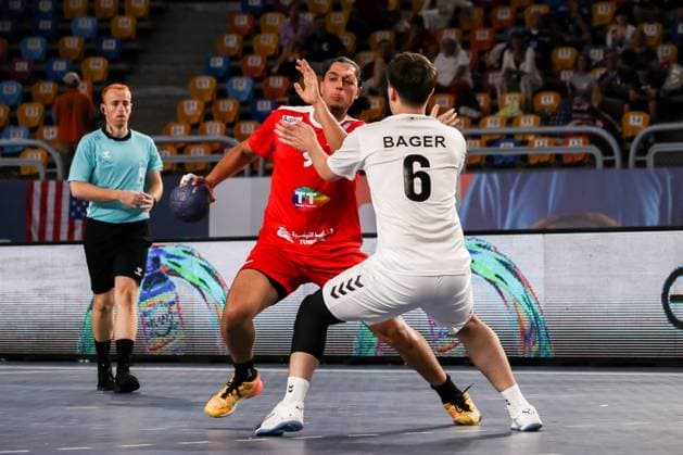 August 6, 2025, Cairo, Cairo, Egypt: MATHLOUSI MOHAMED ASSER From 11TH IHF Handball World Championship, WM, Weltmeisterschaft U19 (Egypt 2025) Match Between Tunisia and USA at Cairo Stadium Hall 1 Cairo Egypt - ZUMAe138 20250806_zsp_e138_041 Copyright: xBassemxElziatyx