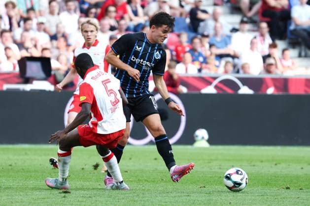 SOCCER - UEFA CL, RBS vs Brugge SALZBURG,AUSTRIA,06.AUG.25 - SOCCER - UEFA Champions League, qualification, Red Bull Salzburg vs Club Brugge. Image shows Hugo Vetlesen (Brugge).  GEPAxpictures xDavidxGeieregger