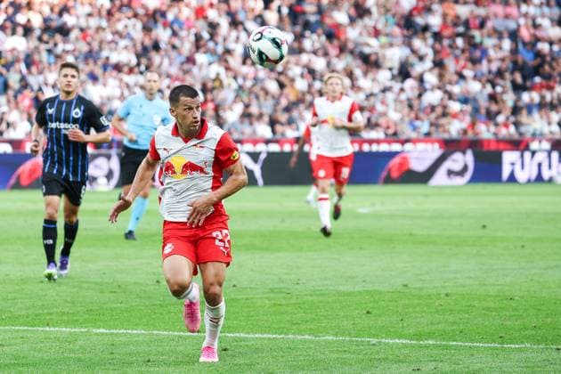 SOCCER - UEFA CL, RBS vs Brugge SALZBURG,AUSTRIA,06.AUG.25 - SOCCER - UEFA Champions League, qualification, Red Bull Salzburg vs Club Brugge. Image shows Stefan Lainer (RBS).  GEPAxpictures xDavidxGeieregger