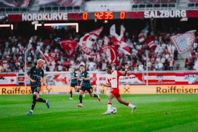 UEFA Champions League 3rd Qualifiying round : FC Red Bull Salzburg - Club Brugge SALZBURG, AUSTRIA - AUGUST 06: Dorgeles Nene of FC Red Bull Salzburg seen during to the UEFA Champions League 3rd qualifying round first leg match FC Red Bull Salzburg vs. Club Brugge on August 06, 2025 in Salzburg, Austria. Copyright: xAndreasxSchaadx-xFCxRedxBullxSalx _AS26943