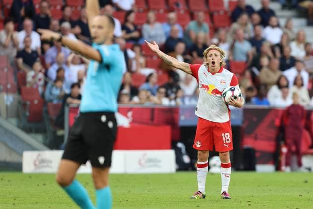 SOCCER - UEFA CL, RBS vs Brugge SALZBURG,AUSTRIA,06.AUG.25 - SOCCER - UEFA Champions League, qualification, Red Bull Salzburg vs Club Brugge. Image shows Mads Bidstrup (RBS).  GEPAxpictures xMathiasxMandl