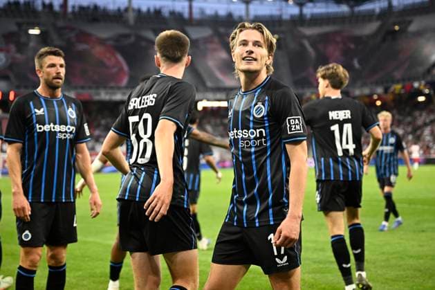 Salzburg v Club Brugge - UEFA Champions League SALZBURG, AUSTRIA - AUGUST 06 : Vermant Romeo forward of Club Brugge celebrates scoring a goal during the UEFA Champions League 2025 26 third qualifying round first leg between Salzburg and Club Brugge on August 6, 2025 in Salzburg, Austria, 06 08 2025 Salzburg Austria  Copyright: xTomasxSiskx