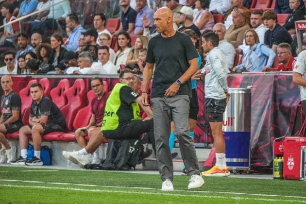 Football Austria, UEFA Champions League 2025 2026, 3rd qualifying round FC Red Bull Salzburg vs Club Brugge Red Bull Arena Salzburg, Wals Siezenheim, Austria Thomas Letsch Red Bull Salzburg, Coach Copyright: xLukasxBierederx