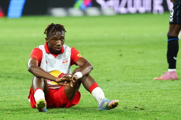 SOCCER - UEFA CL, RBS vs Brugge SALZBURG,AUSTRIA,06.AUG.25 - SOCCER - UEFA Champions League, qualification, Red Bull Salzburg vs Club Brugge. Image shows the disappointment of Dorgeles Nene (RBS).  GEPAxpictures xDavidxGeieregger
