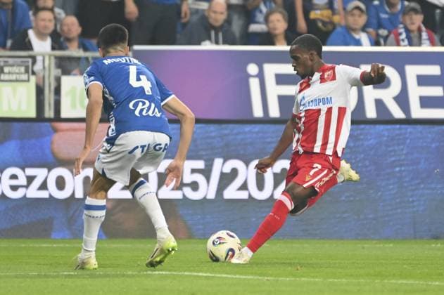 Joao Moutinho and Felicio Milson during match of the third qualifying round of the UEFA Champions League between Lech Poznan vs Crvena Zvezda, Poland, on August 6 2025  Copyright: xMichalxDubiel IPAxSportx xipa-agency.netx xx IPA_61825600 IPA_Agency_IPA61825600