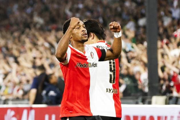 ROTTERDAM - Quinten Timber of Feyenoord cheers after scoring 1-0 during the third qualifying round Champions League match between Feyenoord and FenerbahoÂße at Feyenoord Stadium de Kuip on Aug. 6, 2025 in Rotterdam, Netherlands. ANP BART STOUTJESDIJK UEFA Champions League Third Qualifying Round First Leg 2025-2026 xVIxANPxSportx xxANPxIVx 532927333 originalFilename: 532927333.jpg