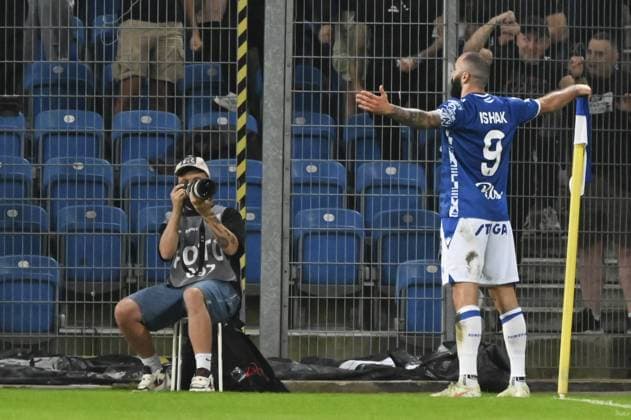 CALCIO - UEFA Champions League - Lech Poznan vs Crvena Zvezda Mikael Ishak joy after goal during match of the third qualifying round of the UEFA Champions League between Lech Poznan vs Crvena Zvezda, Poland, on August 6 2025 Poznan Poland  Copyright: xIPAxSport ABACAx
