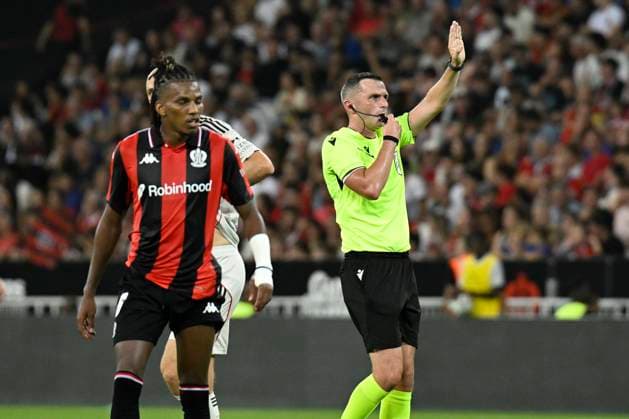 FOOTBALL : OGC Nice VS SL Benfica - Champions League - 06 08 2025 - Allianz Riviera Referee Michael Oliver during the first leg of the third qualifying round of the Champions League between OGC Nice and SL Benfica, on 6th August 2025 at the Allianz Riviera in Nice. NiceFrance  Copyright: xWilliamxCannarellax