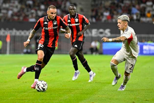 FOOTBALL : OGC Nice VS SL Benfica - Champions League - 06 08 2025 - Allianz Riviera Jonathan Clauss (OGC Nice) - First leg of the third qualifying round of the Champions League between OGC Nice and SL Benfica, on 6th August 2025 at the Allianz Riviera in Nice. NiceFrance  Copyright: xWilliamxCannarellax