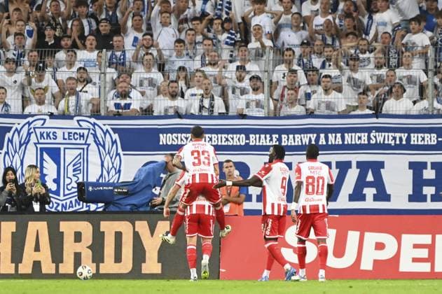 Rade Krunic, joy after goal during match of the third qualifying round of the UEFA Champions League between Lech Poznan vs Crvena Zvezda, Poland, on August 6 2025  Copyright: xMichalxDubiel IPAxSportx xipa-agency.netx xx IPA_61827751 IPA_Agency_IPA61827751