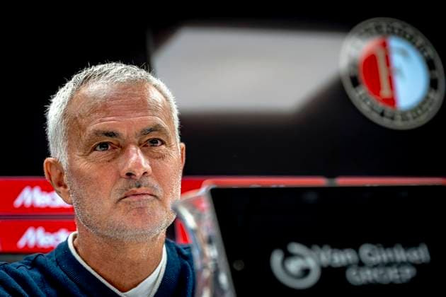 Fenerbahce SK trainer Jose Mourinho during te press conference after the match Feyenoord Fenerbahce at the Kuip Stadium for the third qualifying round champions league season 2025 2026 in Rotterdam, Netherlands on 6 august 2025, photo by Marcel van Dorst EYE4images DeFodi Images