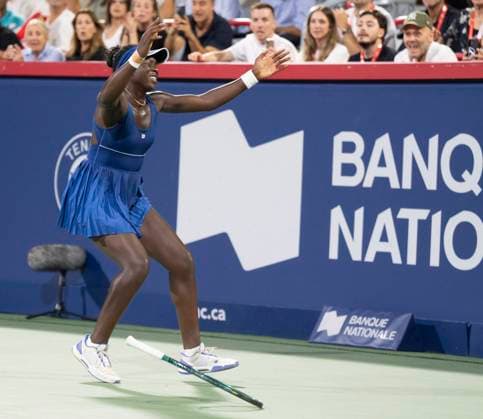 August 6, 2025, Montreal, Pq, Canada: Victoria Mboko of Canada reacts following her win over Elena Rybakina of Kazakhstan during semifinal tennis action at the National Bank Open in Montreal, Wednesday, Aug. 6, 2025. Canada News - August 6, 2025  - ZUMAc35_ 20250806_zaf_c35_053 Copyright: xChristinnexMuschix