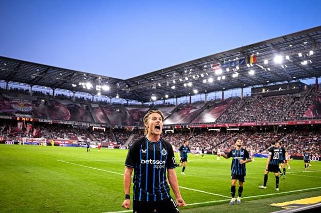 Salzburg v Club Brugge - UEFA Champions League SALZBURG, AUSTRIA - AUGUST 06 : Vermant Romeo forward of Club Brugge celebrates after scoring a goal to make it 0-1 during the UEFA Champions League 2025 26 third qualifying round first leg between Salzburg and Club Brugge on August 6, 2025 in Salzburg, Austria, 06 08 2025  Copyright: xTomasxSiskx