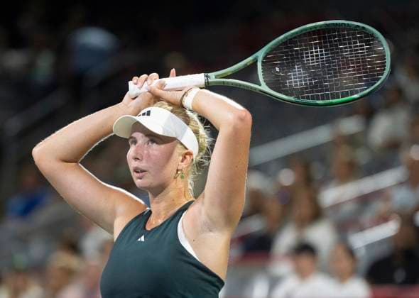 August 6, 2025, Montreal, Pq, Canada: Clara Tauson of Denmark reacts during her game against Naomi Osaka of Japan during semifinal tennis action at the National Bank Open in Montreal, Wednesday, Aug. 6, 2025. Canada News - August 6, 2025  - ZUMAc35_ 20250806_zaf_c35_086 Copyright: xChristinnexMuschix