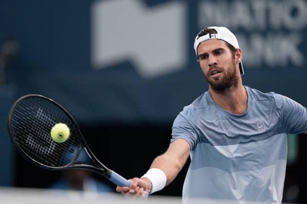 ATP, Tennis Herren Masters 1000 National Bank Open Toronto Presented by Rogers 2025 - Semifinals Karen Khachanov of Russia plays a forehand against Alexander Zverev of Germany during the Men s Singles semifinals match of the ATP Masters 1000 National Bank Open at Sobeys Stadium. on August 6, 2025 in Toronto, Canada. (Photo by Leonardo Ramirez Eyepix Group) Copyright: xLeonardoxRamirezx xEyepixxGroupx LR-06082025-01681