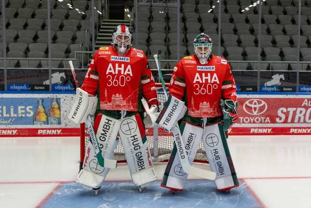 l r Peyton Jones 41 Augsburger Panther , Michael Garteig 34 Augsburger Panther , Team and portrait pictures, Augsburger Panther, Season 2025 2026, Ice Hockey, Penny DEL, 06 08 2025 Augsburg Bavaria Germany Copyright: xkolbert-press ChristianxKolbertx