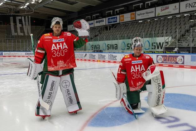 l r Michael Garteig 34 Augsburger Panther , Peyton Jones 41 Augsburger Panther , Team and portrait pictures, Augsburger Panther, Season 2025 2026, Ice Hockey, Penny DEL, 06 08 2025 Augsburg Bavaria Germany Copyright: xkolbert-press ChristianxKolbertx