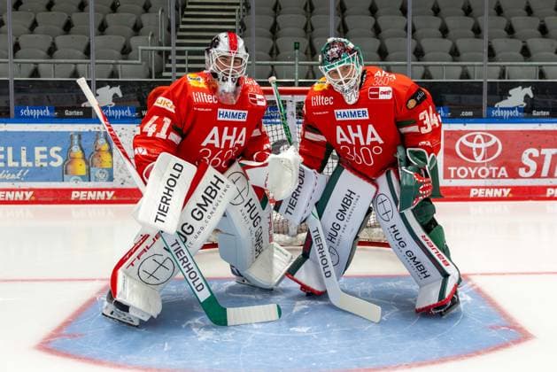 l r Peyton Jones 41 Augsburger Panther , Michael Garteig 34 Augsburger Panther , Team and portrait pictures, Augsburger Panther, Season 2025 2026, Ice Hockey, Penny DEL, 06 08 2025 Augsburg Bavaria Germany Copyright: xkolbert-press ChristianxKolbertx