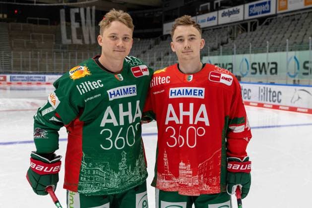 Broeder, Florian Elias 67 Augsburger Panther and Moritz Elias 46 Augsburger Panther , team and portrait pictures, Augsburger Panther, season 2025 2026, ice hockey, Penny DEL, 06 08 2025 Augsburg Bavaria Germany Copyright: xkolbert-press ChristianxKolbertx