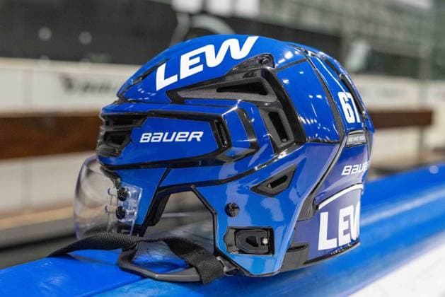 Helmet, by Florian Elias 67 Augsburger Panther , team and portrait pictures, Augsburger Panther, season 2025 2026, ice hockey, Penny DEL, 06 08 2025 Augsburg Bavaria Germany Copyright: xkolbert-press ChristianxKolbertx