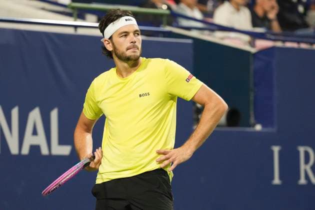 August 7, 2025, Toronto, On, CANADA: Taylor Fritz of the USA reacts during his 4-6 3-6 loss to Ben Shelton of the USA during semifinal tennis action at the National Bank Open in Toronto on Wednesday, August 6, 2025. Taylor Fritz  - ZUMAc35_ 20250807_zaf_c35_009 Copyright: xChrisxYoungx