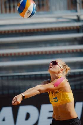 Beach volleyball, Beachvolleyball - Baden Challenge BADEN,AUSTRIA,07.AUG.25 - BEACH VOLLEYBALL - FIVB World Tour - Baden Challenge. Image shows Valentyna Davidova (UKR).  GEPAxpictures xAlexanderxSolc