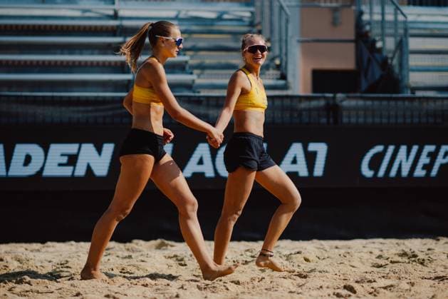 Beach volleyball, Beachvolleyball - Baden Challenge BADEN,AUSTRIA,07.AUG.25 - BEACH VOLLEYBALL - FIVB World Tour - Baden Challenge. Image shows Anhelina Khmil (UKR) and Valentyna Davidova (UKR).  GEPAxpictures xAlexanderxSolc