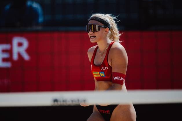 Beach volleyball, Beachvolleyball - Baden Challenge BADEN,AUSTRIA,07.AUG.25 - BEACH VOLLEYBALL - FIVB World Tour - Baden Challenge. Image shows Lia Berger (AUT).  GEPAxpictures xAlexanderxSolc