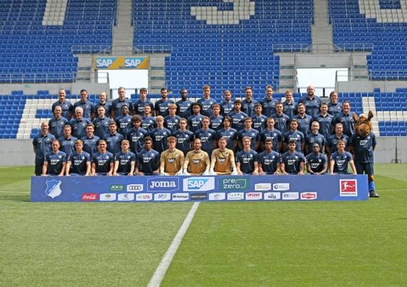 TSG 1899 Hoffenheim Porträttermin 2025 2026 Team photo Fourth row left to right Sports psychologist Matthias Hagner Goalkeeping coach Marjan Petkovic Match analysis Niklas Hagenhoff Athletics coach Philipp Lussi Adam Hlozek Florian Grillitsch Ihlas Bebou Fisnik Asllani Luka DuricÂ Match analysis Matthias Güldner Athletic trainer Martin Seiler Preventive trainer Christian Neitzert Physiotherapist Martin Beer Physiotherapist Markus Zidek Third row Supervisor Christian Seyfert Supervisor Heinz Seyfert Supervisor Timo Seyfert Bazoumana Toure Andrej Kramaric Hennes Behrens Gift Orban Dennis Geiger Muhammed Damar Umut Tohumcu Team management Daniel Uthmann Team management Christoph Kraatz Physiotherapist Peter Geigle Physiotherapist Yasar Besohee Second row Head coach Christian Ilzer Co coach Uwe Hölzl Co coach Dominik Deutschl Co coach Moritz Volz Kevin Akpoguma Max Moerstedt Arthur Chaves Wouter Burger Koki Machida Robin Hranac Tim Lemperle Leon Avdullahu Physiotherapist Sören Johannsen Team doctor Dr Ralph Kern Hoffi Front row Vladimir Coufal Alexander Prass Grischa Prömel Tim Drexler Kelvin Frees Lukas Petersson Oliver Baumann Luca Philipp Luka Hyryläinen Bernardo Ozan Kabak David Mokwa Finn Ole Becker Sinsheim, GER, 06 08 2025 ,Soccer 3 League 2025 2026