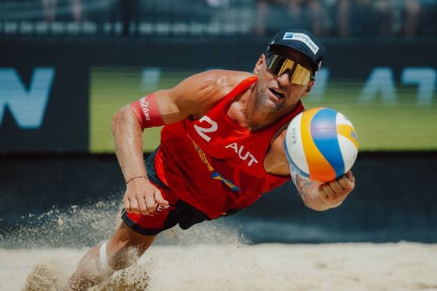 Beach volleyball, Beachvolleyball - Baden Challenge BADEN,AUSTRIA,07.AUG.25 - BEACH VOLLEYBALL - FIVB World Tour - Baden Challenge. Image shows Alexander Horst (AUT).  GEPAxpictures xAlexanderxSolc