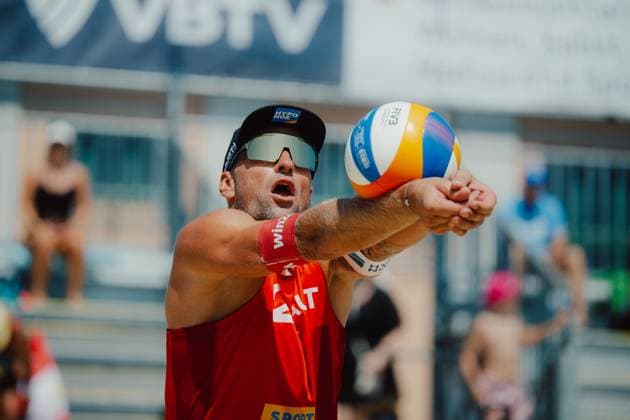 Beach volleyball, Beachvolleyball - Baden Challenge BADEN,AUSTRIA,07.AUG.25 - BEACH VOLLEYBALL - FIVB World Tour - Baden Challenge. Image shows Alexander Horst (AUT).  GEPAxpictures xAlexanderxSolc