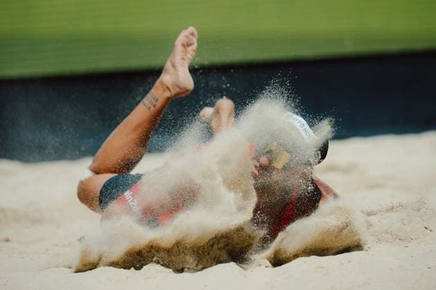 Beach volleyball, Beachvolleyball - Baden Challenge BADEN,AUSTRIA,07.AUG.25 - BEACH VOLLEYBALL - FIVB World Tour - Baden Challenge. Image shows Alexander Horst (AUT).  GEPAxpictures xAlexanderxSolc