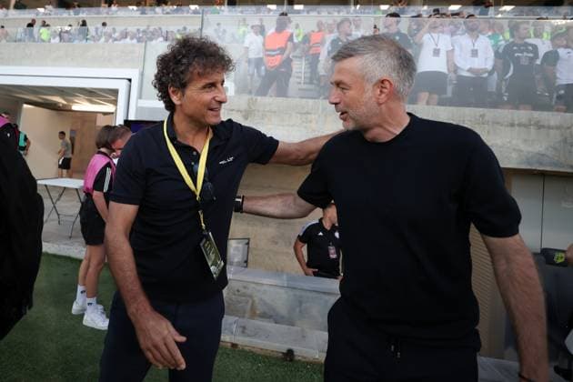 LARNAKA 07.08.2025 PIERWSZY MECZ III RUNDA ELIMINACYJNA LIGA EUROPY SEZON 2025 26: AEK LARNAKA - LEGIA WARSZAWA --- UEFA EUROPA LEAGUE THIRD QUALIFYING ROUND FIRST MATCH: AEK LARNACA - LEGIA WARSAW IMANOL IDIAKEZ EDWARD IORDANESCU FOT. PIOTR KUCZA FOTOPYK NEWSPIX.PL --- newspix.pl POLAND OUT! 