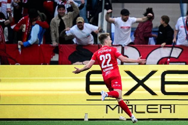 GOTHENBURG, SWEDEN 20250807 Branns Saevar Atli Magnusson scores 0 2 during Thursdays Europa League third qualifying round soccer match between Swedens BK Häcken and Norways SK Brann, match 1 of 2 at Bravida Arena in Gothenburg, Sweden, August 7, 2025 GOTHENBURG SWEDEN x9200x  Copyright: xHannaxBrunlöf TTx EUROPA LEAGUE KVAL HÄCKEN-BRANN