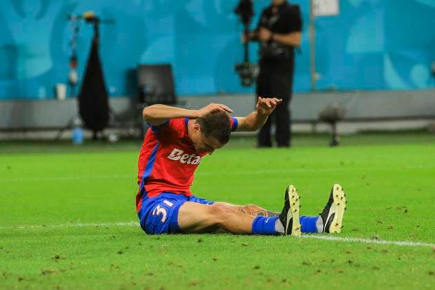 August 07, 2025, UEFA EUROPA LEAGUE, Third qualifying round 1st leg, FCSV (ROU) vs Drita (KOS), Bucharest, National Arena Stadium 31 Juri Cisotti upset after not scoring