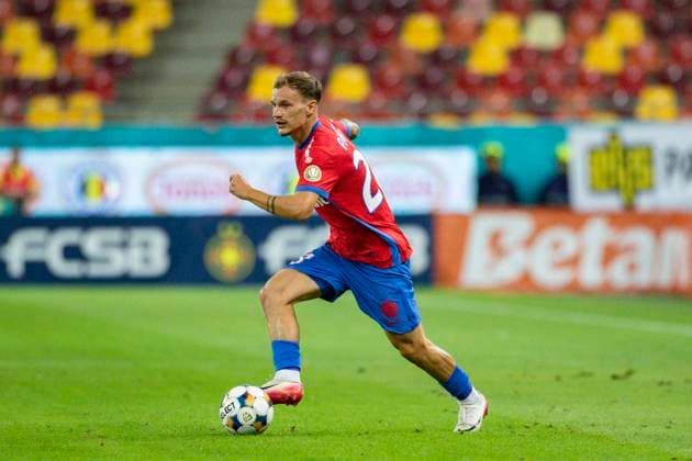 August 07, 2025, UEFA EUROPA LEAGUE, Third qualifying round 1st leg, FCSV (ROU) vs Drita (KOS), Bucharest, National Arena Stadium 28 Alexandru Pantea ball action portrait