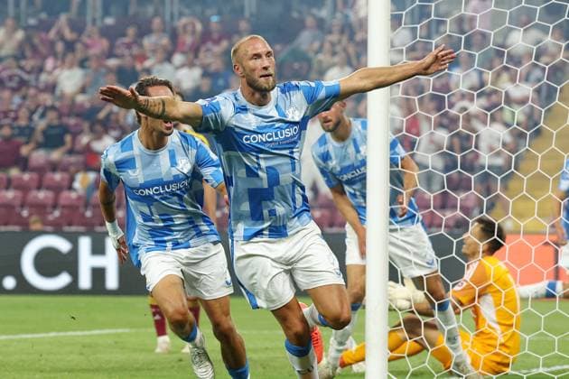 GENEVE, 07-08-2025, Stade Geneve, UEFA Europa League Qualifier season 2025 2026 between FC Servette and FC Utrecht. Mike Van Der Hoorn FC Utrecht Geneve - Utrecht  x30418080x Copyright: