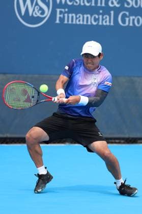 August 7, 2025, Mason, Ohio, USA: Mason, Ohio; Cincinnati Open Tennis Tournament - 2025 08 07 - Yoshihito Nishioka hits a ball against Terence Atmane. - ZUMAPress Mason USA - ZUMAn24_ 20250807_zaf_n24_074 Copyright: xWallyxNellx