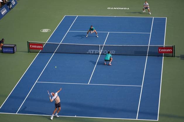 National Bank Open 2025 - Men’s Doubles Final TORONTO, CANADA - AUGUST 7 : Joe Salisbury and Neal Skupski of the Great Britain in action against Lloyd Glasspool and Julian Cash of the Great Britain during the men’s doubles final on day thirteen of the 2025 National Bank Open in Toronto, Ontario, Canada on August 7, 2025. Mert Alper Dervis Anadolu Ontario Canada. Editorial use only. Please get in touch for any other usage.  Copyright: x2025xAnadoluxMertxAlperxDervisx