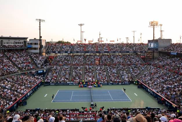 August 7, 2025, Montreal, Pq, CANADA: Naomi Osaka of Japan, right, serves during finals tennis action against Victoria Mboko of Canada, at the National Bank Open in Montreal on Thursday, August 7, 2025. Canada News - August 7, 2025  - ZUMAc35_ 20250807_zaf_c35_138 Copyright: xChristopherxKatsarovx