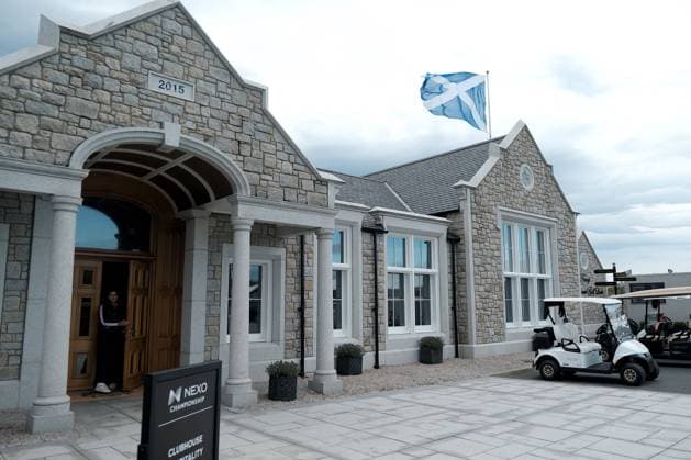 UK: Nexo Championship, Old Course at Trump International Golf Links, Aberdeen, Scotland on 08 August 2025: Pictured: The clubhouse at Trump International Golf Links, Aberdeenshire, Scotland Aberdeen Trump International Golf Links Scotland Copyright: xAlexxToddx