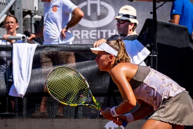 TENNIS - WTA, Tennis Damen Ladies Open Amstetten AMSTETTEN,AUSTRIA,08.AUG.25 - TENNIS - ITF World Tennis Tour, Ladies Open Amstetten. Image shows Julia Grabher (AUT) and Guenter Bresnik.  GEPAxpictures xKevinxHackner