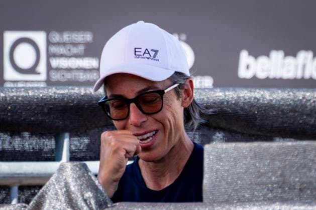 TENNIS - WTA, Tennis Damen Ladies Open Amstetten AMSTETTEN,AUSTRIA,08.AUG.25 - TENNIS - ITF World Tennis Tour, Ladies Open Amstetten. Image shows the rejoicing of the head coach of Lilli Tagger (AUT), Francesca Schiavone.  GEPAxpictures xKevinxHackner